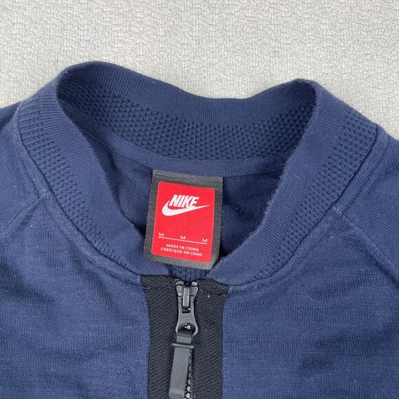 Nike Sportswear Tech Knit Bomber Jacket Men’s Sz M Navy Blue Full Zip 810558 451 - Picture 6 of 12